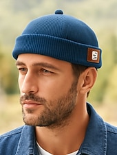 cheap Men's Hats-Men's Corduroy Brimless Beanie Hat, Retro Docker Cap with Adjustable Strap, Casual Streetwear Skullcap for Fall and Winter