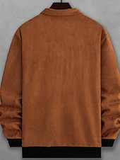 abordables Vestes en Suède Synthétique-Homme Veste en faux suède Veste Décontractée Vacances Quotidien Chaud Avec Poches Automne Hiver Uni Mode Classique Col montant Régulier Noir Vert Café Veste