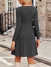preiswerte Pulloverkleider-Damen Minikleid Pulloverkleid Freizeitkleid Modern Outdoor Täglich Ausgehen Normale Passform Einfach Langarm Rundhalsausschnitt Wein Braun Grün Grau Frühling Herbst