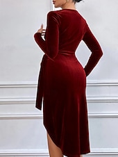 preiswerte abendkleider-Damen Minikleid Samtkleid Partykleid Cocktailkleid Bodycon Elegant Modern Party Abendgesellschaft Date Normale Passform Schlank Einfach Langarm Rundhalsausschnitt Wein Grün Dunkelblau Herbst Winter