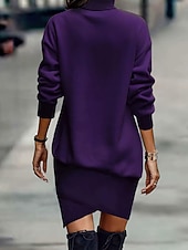 preiswerte abendkleider-Damen Midikleid Samtkleid Cocktailkleid Elegant Mode Modern Outdoor Party Party-Abendmode Normale Passform Einfach Langarm Rundhalsausschnitt Purpur Frühling Herbst