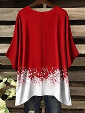 levne Vánoční trička-Vánoce Dámské Halenka Grafika Vánoční stromek Elegantní Vinobraní Tropický vzhled Poloviční rukáv Netopýří rukávy Tričkový Běžné topy Denní Dovolená Oblečení na dovolenou Černá Bílá Světlá růžov