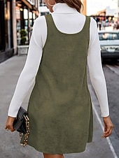 preiswerte abendkleider-Damen Minikleid Freizeitkleid Cocktailkleid Mode Modern Täglich Date Wochenende Normale Passform Einfach Ärmellos V Ausschnitt Schwarz Braun Grün Frühling Herbst