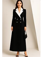 economico Abiti da smoking-abito da smoking a trapezio, tubino, formale, blazer, invitato a nozze, in crêpe elasticizzato, elegante, manica lunga, lunghezza al pavimento, revers a lancia, colletto doppiopetto