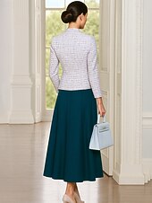 billige Mammas kjolesett-Todelt Dress dress Te-lengde Ermeløs Crew-hals Elegant Skreddersydd Formell Ull Kjole til brudens mor Korte jakke skjørt med Blomst