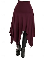 economico Gonne casual-Per donna Vintage Principessa Casual Maxi Vita Alta Gonne Semplice Tasca Orlo asimmetrico Inelastico Quotidiano Feste Blu Vinaccia Nero Verde Primavera