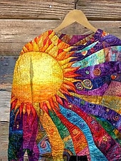 preiswerte Grafische Muster und Details-Damen Pullover Mode Lässig Grafik Gestreift Abstrakt Rundhalsausschnitt Patchwork Blumen Gestrickt Langarm Normale Oberteile Stricken Arbeit Regenbogen Herbst Winter