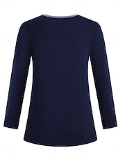 preiswerte Damen Grafik Tops-Damen Bluse Feder Stilvoll Lässig Langarm Rundhalsausschnitt Normale Oberteile Täglich Patchwork Salbeigrün Schwarz Rosa Rote Königsblau Frühling Herbst