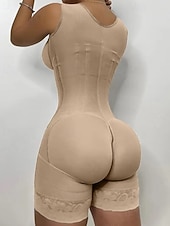 cheap Corsets-Women's Corset Shapewear Waist Cincher Shapewear Onesie Sexy Corset Fashion Sexy Pure Color Zipper Vacation Street Date Sleeveless U Neck Black Pink Purple Beige Spring Fall Tailored Fit
