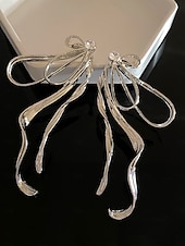 economico Orecchino da donna-orecchini pendenti con nastro colorato da donna e perno di cristallo: gioielli audaci per feste, serate fuori ed eventi di moda