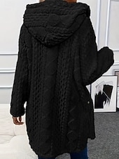baratos Jaquetas Forradas de Fleece-Mulheres Jaqueta sherpa Confortável Respirável Bolsos Botões Casual Tecido Férias Rua Casual Roupa Diária Não Trespassado Padrão Capuz Normal Manga Longa agasalhos Azul Claro Preto Rosa Primavera