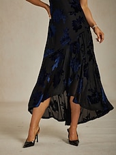 abordables Robe de cocktail-Femmes Robe maxi Robe fourreau Robe Trompette Sirène Robe trapèze Robe moulante Élégant Formel cocktail Soirée robe demoiselle d honneur Coupe régulière Fleuri Sans manches Col ras du cou bleu marine
