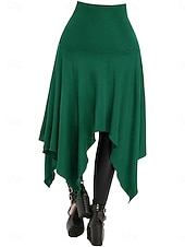 economico Gonne casual-Per donna Vintage Principessa Casual Maxi Vita Alta Gonne Semplice Tasca Orlo asimmetrico Inelastico Quotidiano Feste Blu Vinaccia Nero Verde Primavera