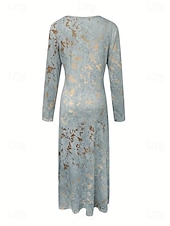 ieftine Rochie boho-Pentru femei Rochie Maxi Rochie A line Rochie de vară Vacanță Casual Boho Zilnic Fit regulat Grafic Geometric Manșon Lung Stil Nautic Negru Maro Deschis Albastru piscină Albastru celest Var