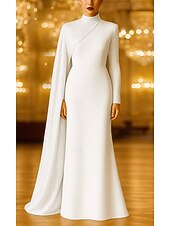 preiswerte Ballkleider-A-Linie Abendkleid Elegant Formelle Kleidung Formell Hochzeit Bodenlange Schleppe Langarm Hoher Ausschnitt Paillettenbesetzt mit Falten 2025