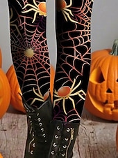 economico Pantaloni di Halloween-Per donna Leggings Leggings comodi Essenziale Casual Lunghezza intera Vita AltaPantsHalloween Grafico Stampa Calore Termico Confortevole Elasticizzato Vacanza Casuale Quotidiano Nero Autunno Inverno