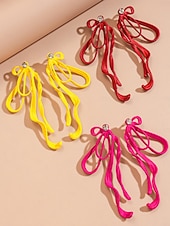 economico Orecchino da donna-orecchini pendenti con nastro colorato da donna e perno di cristallo: gioielli audaci per feste, serate fuori ed eventi di moda