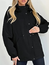 baratos Parka Casual-Mulheres Casaco de inverno Casaco com capuz Manter Quente Confortável Zíper Bolsos Casual Tecido Férias Roupa Diária Para Noite Final de semana Padrão Com Capuz Normal Manga Longa agasalhos Azul