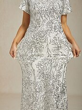 levne Party šaty-Dámské Maxi šaty Plášťové šaty Turmpetové šaty Elegantní Večírek koktejl Studené rameno Večerní oslava Koktejlový večírek Květinový Krátký rukáv Do V Bílá Léto Jaro Podzim Zima