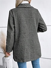 cheap Blazers &amp; Suits-Women's Blazer Comfortable Buttons Elegant Fashion Outdoor Lattice Going out Casual Daily Weekend Single Breasted Regular Lapel Regular Fit Long Sleeve Outerwear Red Camel Gray Spring Fall