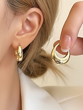 levne Dámská náušnice-Dámské mohutné kruhové náušnice - klasické pozlacené stříbrné kulaté náušnice, minimalistické šperky pro každodenní nošení, do práce a na večírky
