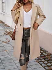 halpa Trench Coats-Naisten Trenssitakki Mukava Hengittävä Tasku Napit Vapaa-aika Tavallinen Loma Katu Kausaliteetti Arki-asut Yksirivinen Pitkä Sänkyjen avaus Normaali Pitkähihainen Päällysvaatteet Ruskea Apila Tumman