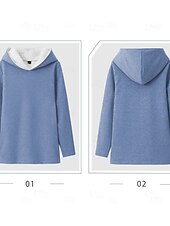 baratos Moletons forrados de fleece-Mulheres Pulôver Moletom Com Capuz Gráfico Animal Letra Quente Casual Difusa Manga Longa Com Capuz Tops regulares Casual Esportes Imprimir Rosa Azul Cinzento Outono Inverno