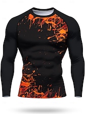 Недорогие Футболки и майки для бега-Муж. Футболка для бега Спортивная рубашка Фитнес-рубашка Рубашка тренировки Беговой верх Длинный рукав Футболка Футболка Лето Весна Осень Зима Абстракция UPF 50 Устойчивость к УФ УПФ 50+ Мягкий