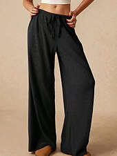 economico gamba larga e vita alta-Per donna Culotte Gamba Larga Gamba larga Chinos Vacanza Vintage Streetwear Lunghezza intera Vita media Semplice Tasca Design con Coulisse Elastica Comodo Micro-elastico Alta elasticità All&#039;aperto