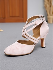 voordelige Latin dansschoenen-Roze dansschoenen met kruisbandjes voor dames - professionele ballroom latin hakken voor optredens en feestjes