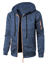 preiswerte Lässige Jacken-Herren Freizeitjacke Pullover Mantel Urlaub Täglich Warm Tasche Herbst Winter Einfach Mode Klassisch Mit Kapuze Regulär Schwarz Marineblau Blau Dunkelgray Jacken