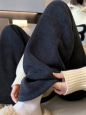 economico gamba larga e vita alta-Per donna Pantaloni da tuta Pantaloni in Pile Gamba larga Moda Essenziale Casual Lunghezza intera Vita Alta Semplice Tasca Fascia Elastica Comodo Morbido Confortevole Elasticizzato All&#039;aperto