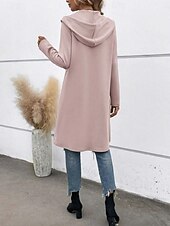billiga hoodie jacka-Dam Vardaglig jacka Hoodiejacka Bekväm Andningsfunktion Dragkedja Ficka Ledigt Slät Semester Gata Ledigt Dagliga kläder Dragkedja Lång Huva Normal Långärmad Ytterkläder Svart Rodnande Rosa Grå Vår