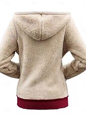 billige Fleece-fôrede jakker-Dame Vinterjakke Sherpa jakke Hettegenser Bekvem Pustende Glidelås Lomme Fritid عادي Feriereise Gate Avslappet Dagligdagstøy Glidelås Normal Med hette Normal Langermet Yttertøy Svart Rød Navyblå Vår
