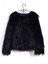 preiswerte Felle &amp; Leder-Damen Kunstpelzmantel Warm Bequem Pelze &amp; Leder Mode Einfach Urlaub Straße Ausgehen Wochenende Regulär Rundhalsausschnitt Normale Passform Langarm Oberbekleidung Schwarz Weiß Rosa Herbst Winter