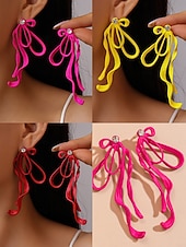 economico Orecchino da donna-orecchini pendenti con nastro colorato da donna e perno di cristallo: gioielli audaci per feste, serate fuori ed eventi di moda