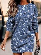 Dam Mini klänning Tröjklänning Skiftklänning party Ledigt Boho Helgdag Utekväll Normal Grafisk Geometrisk Långärmad Rund hals Kungsblå Ljusbrun Blå Himmelsblå Vår Höst Vinter billiga Randig och geometrisk klänning-Dam Mini klänning Tröjklänning Skiftklänning party Ledigt Boho Helgdag Utekväll Normal Grafisk Geometrisk Långärmad Rund hals Kungsblå Ljusbrun Blå Himmelsblå Vår Höst Vinter