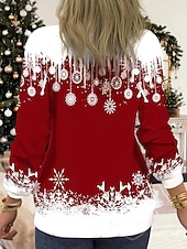 levne Vánoční mikina-Vánoční dámský pulovr s kapucí grafický módní casual dlouhý rukáv kulatý výstřih běžné vršky městský denní oděv casual potisk travnatě zelená víno tmavě modrá jaro podzim