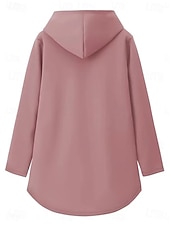 billige Julegensere og -gensere-Dame Pullover hettegenser-genser Grafisk Dyr Katt Varm Fritid fuzzy Langermet Med hette Lange topper Avslappet Sport Trykt mønster Rosa Blå Grå Høst Vinter