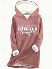 olcso Humor és idézetek Csúcs-Női Pulóver Hoodie pulóver Grafika Szöveg Alkalmi Comfrt Hosszú ujj Kapucni Hosszú felsők Utca Hétköznapi Nyomtatott Arcpír rózsaszín Medence Szürke Ősz Tél