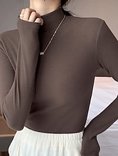 economico Colori solidi-Per donna Felpa Elegante Casual Morbido Colore Puro A Coste Dolcevita Lavorato a maglia Manica Lunga Top Regolari Maglia All&#039;aperto Quotidiano Weekend Nero Bianco Autunno Inverno