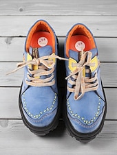 tanie Buty do kostki-Damskie, zielone, skórzane, sznurowane, grube, codzienne buty z prawdziwej skóry – skórzane buty w stylu retro typu oxford, idealne na jesienną modę i spacery na świeżym powietrzu