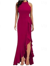 preiswerte Chiffonkleider-Damen Langes Kleid Maxikleid Partykleid Chiffon Chiffonkleid Elegant Mode Modern Outdoor Party Abendgesellschaft Normale Passform Einfach Ärmellos V Ausschnitt Schwarz Wein Rote Purpur Sommer