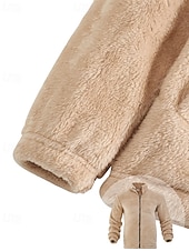 levne Ležérní bundy-Pánské Zimní bunda Teddy Coat Neformální bunda Dovolená Denní Zahřívací Kapsy Fleece Podzim zima Bez vzoru Módní Šik ven Stojáček Standardní Černá Námořnická modř Hnědá Khaki Tmavě šedá Saka