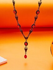 お買い得  ハロウィンアクセサリー-女性用ハロウィンゴシックジュエリーセット - ヴィンテージの黒と赤のネックレスとブレスレットのコスチュームアクセサリー。パーティー、コスプレ、夜のイベントに。