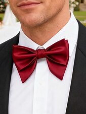 billiga Jultillbehör-Herrfluga i satin i flera färger, justerbar formell halsduk, julfest- och bröllopsaccessoar som present till honom