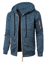 preiswerte Lässige Jacken-Herren Freizeitjacke Pullover Mantel Urlaub Täglich Warm Tasche Herbst Winter Einfach Mode Klassisch Mit Kapuze Regulär Schwarz Marineblau Blau Dunkelgray Jacken
