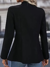 economico Blazer e Completi-Women's Blazer Comfortable Breathable Pocket Buttons Casual Plain Casual Office Street Daily Wear Single Breasted Regular Stand Collar Regular Fit Long Sleeve Outerwear Black White Wine Spring Fall