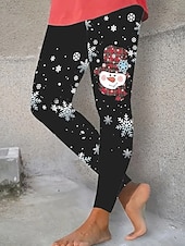 tanie Bożonarodzeniowe spodnie-Damskie Getry Urlop Zabytkowe Moda Pełna długość Wysoka taliaPantsŚwięta Graficzny Zwierzę Drukowanie Keep Warm Miękka Oddychający Elastyczny Formalny Na zewnątrz Urlop Czarny Biały Lato Wiosna Jesień
