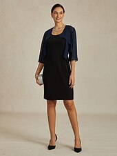 olcso Blúzok és ingek-Női Flowy felsők Sifon felsők Tömör szín Elegáns Háromnegyedes Aszimmetrikus Crop Tops Esküvői vendég Sötétkék Nyár Tavasz Ősz